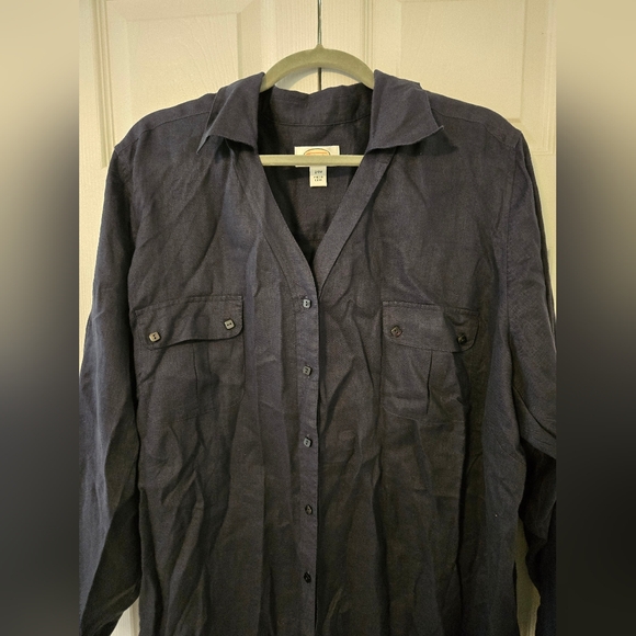 Talbots Linen Navy Blue Button-Down Tunic, Size 24W - Picture 3 of 8
